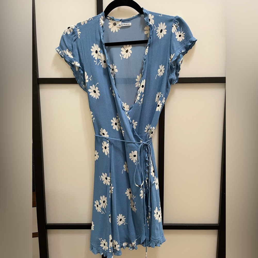 Reformation Blue Floral Mini Dress